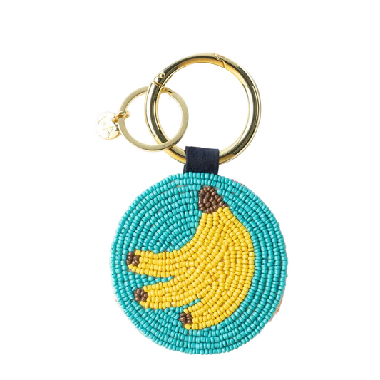 Kelsey Banana Seed Bead Bag Charm Key Ring Ivory - Ink + Alloy