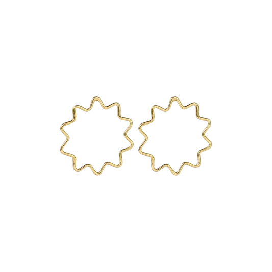 Gretchen Zigzag Circle Earrings - Brass - Ink + Alloy