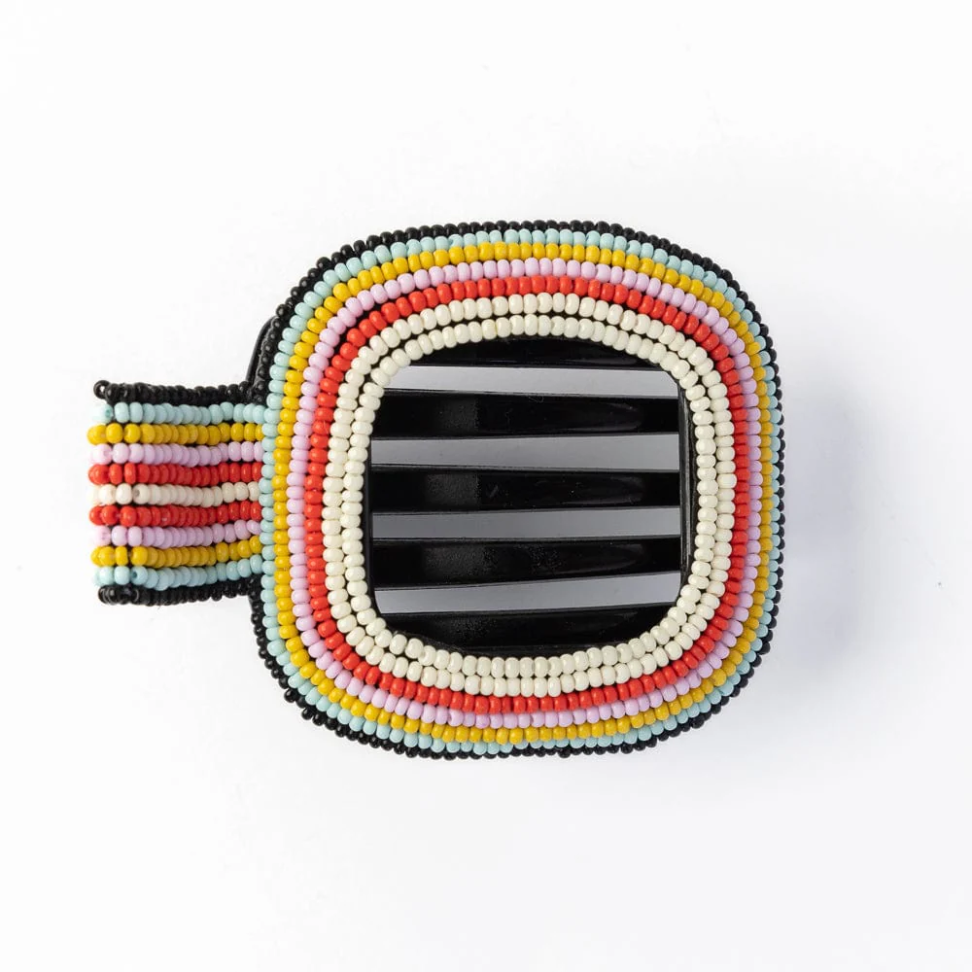 Charlotte Stripe Flat Hair Clip - Multi - Ink + Alloy