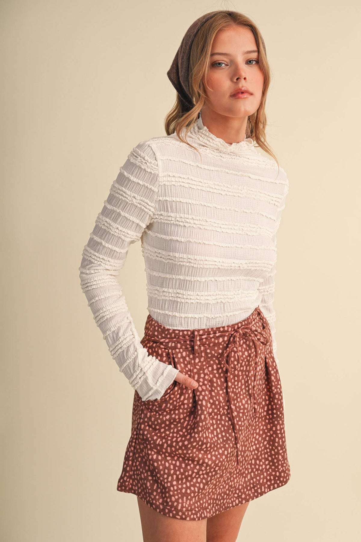 Fawn Print High Waist Skort