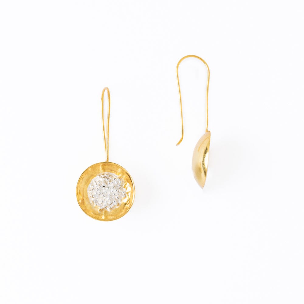 Bobbi Hammered Disc With Clusters Earrings - 18k Gold + Silver - Ink + Alloy