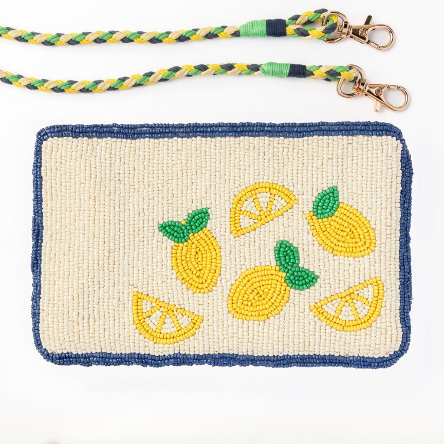 Leila Lemons Seed Bead Clutch With Strap - Ink + Alloy