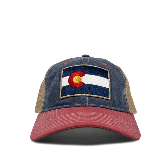 Colorado Vintage Denim Flag Patch Trucker Hat