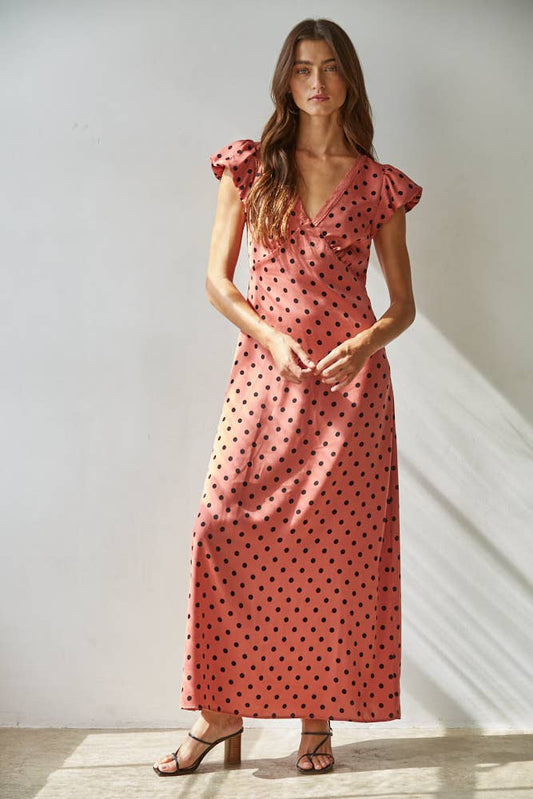 Polka Dot Puffed Capped Sleeve Dress
