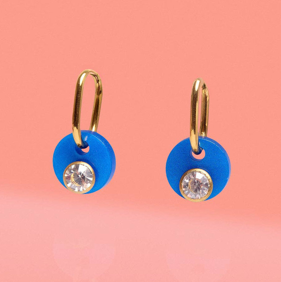 Deco Glam Medallion Oval Hoops Royal Blue