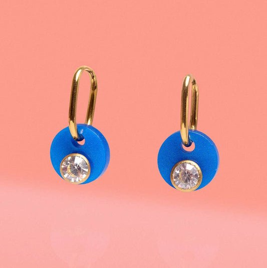 Deco Glam Medallion Oval Hoops Royal Blue