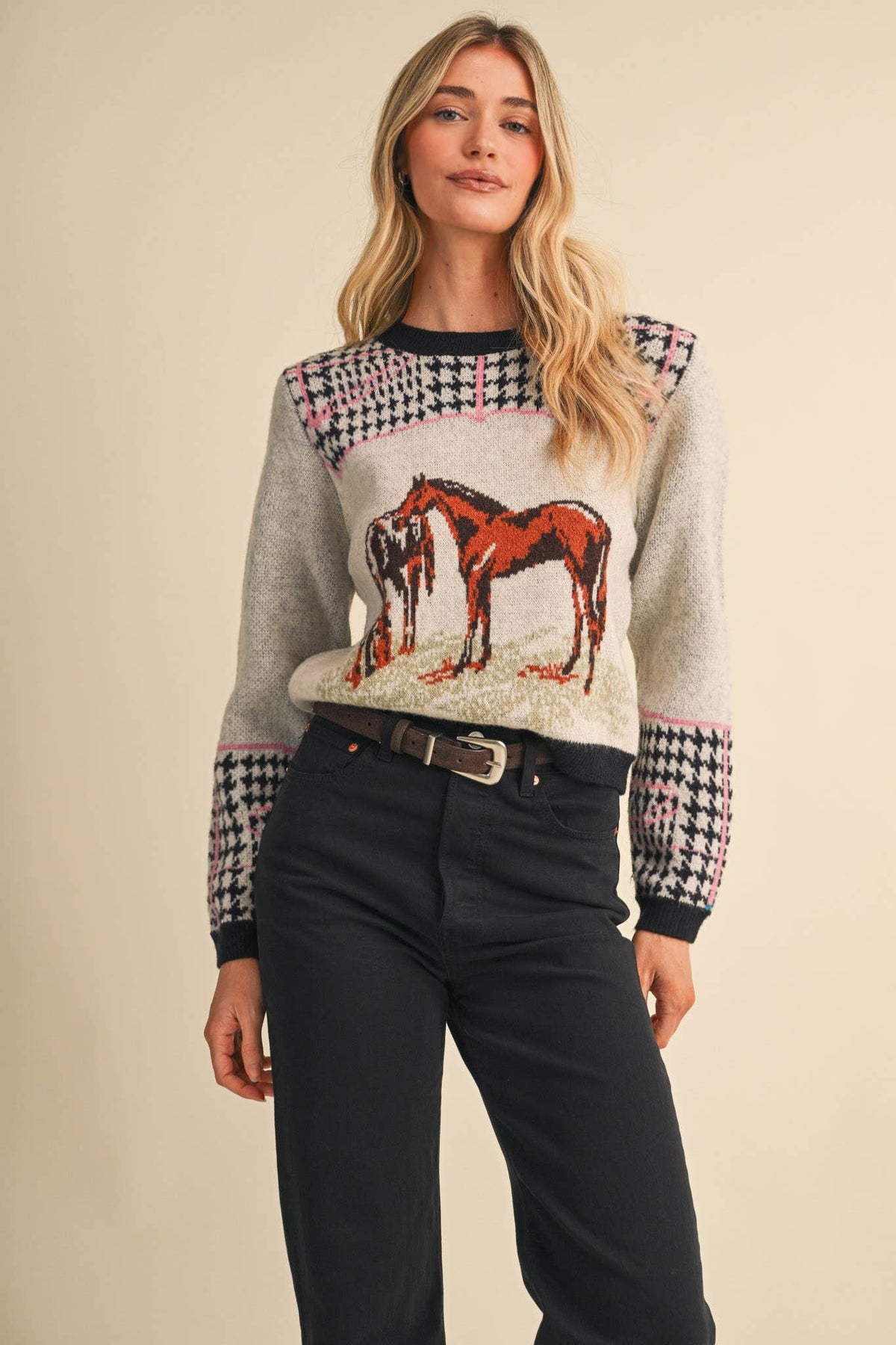 Crewneck Western Horse Sweater