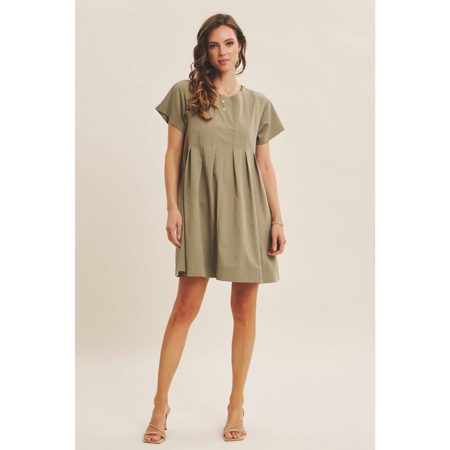 Easygoing Pleated Detail Mini Dress