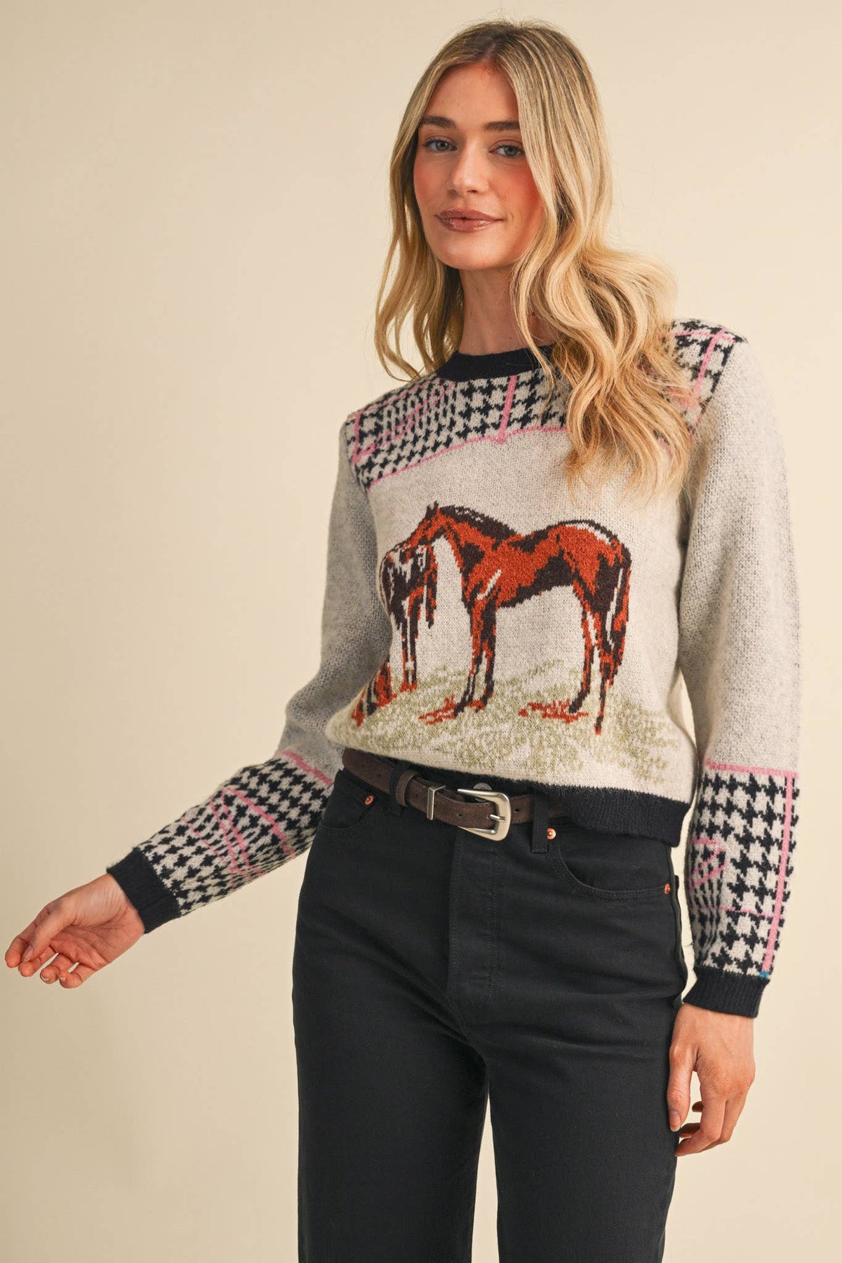 Crewneck Western Horse Sweater