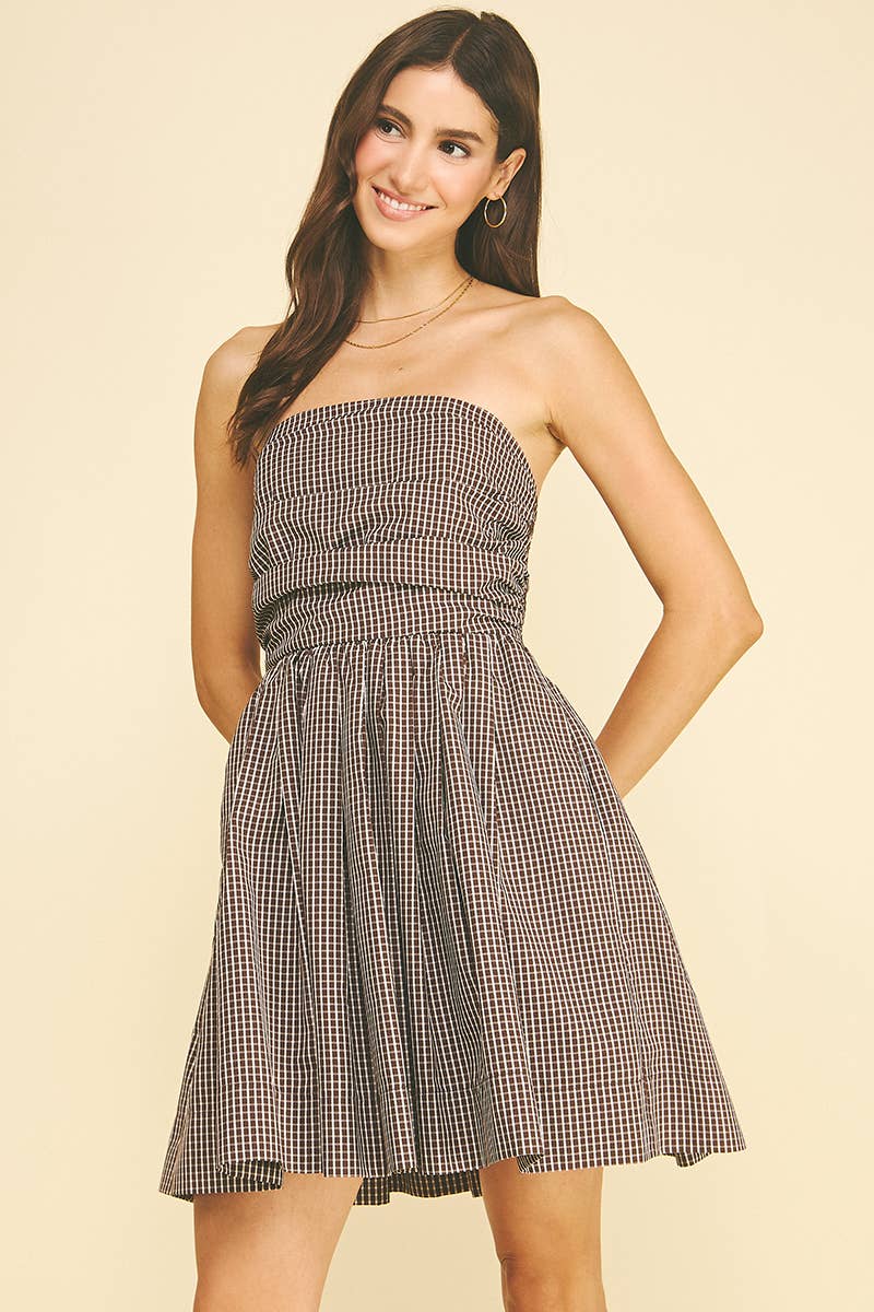 Kaitlyn Brown Strapless Mini Dress