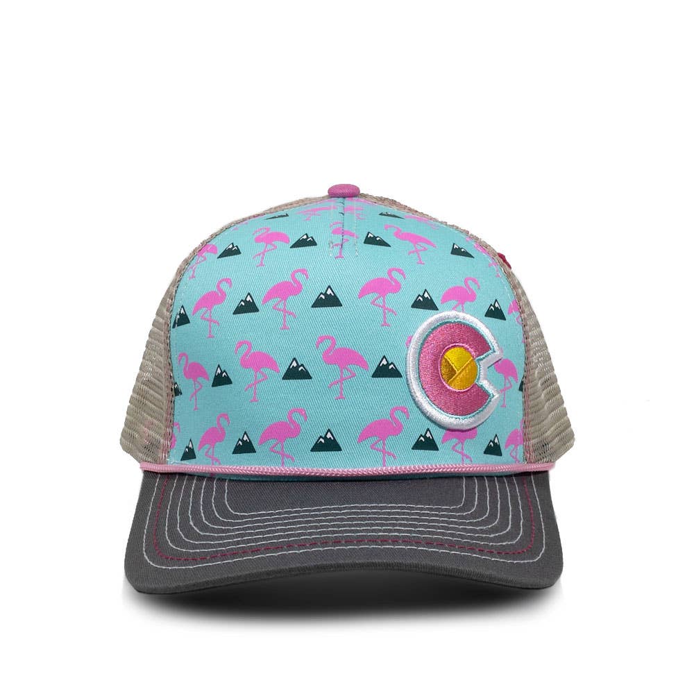 Colorado Flamingo Curve Bill Trucker Hat