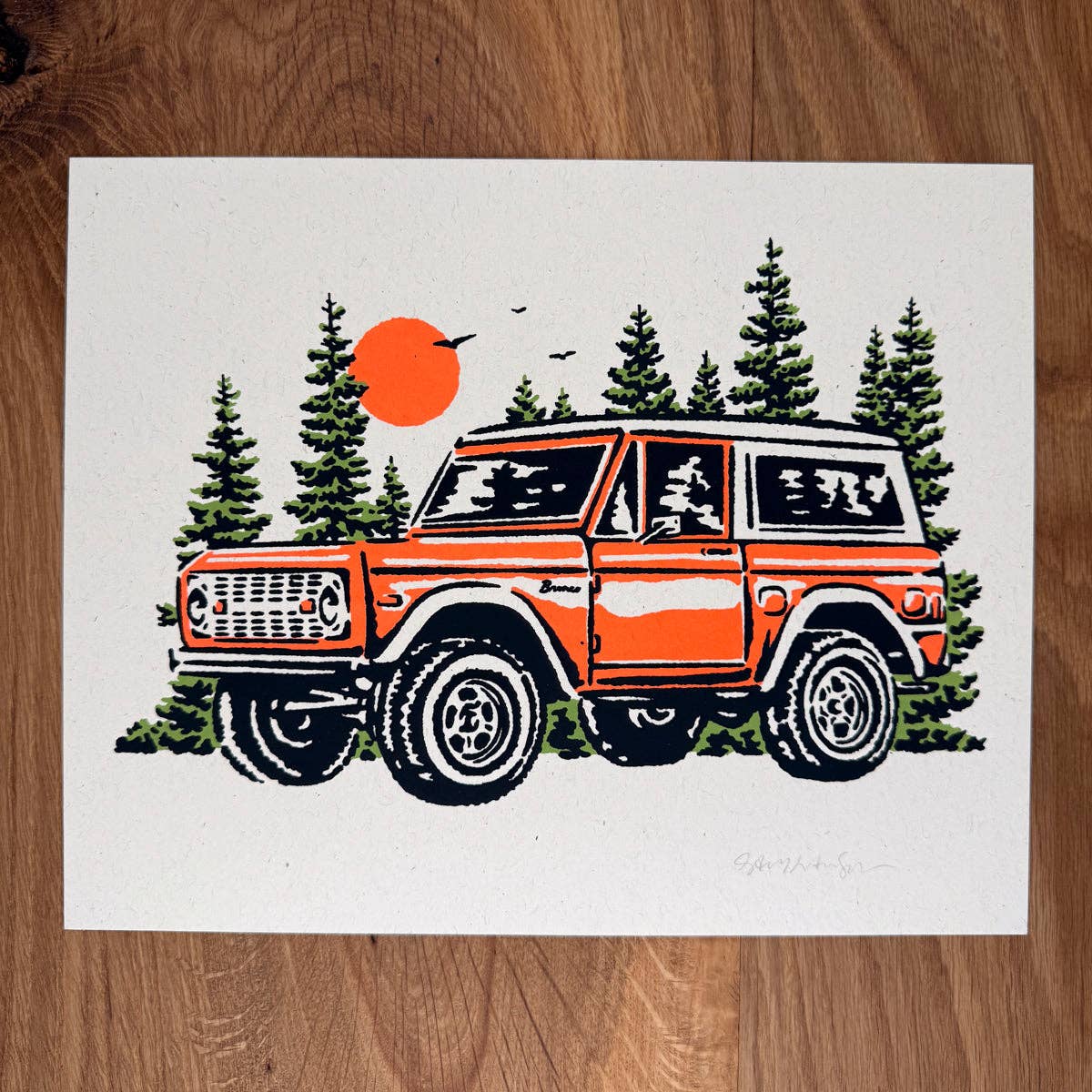 Bronco - Signed 10x8in Silkscreen Print on Recycled Paper