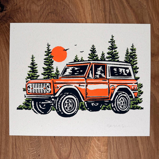 Bronco - Signed 10x8in Silkscreen Print on Recycled Paper