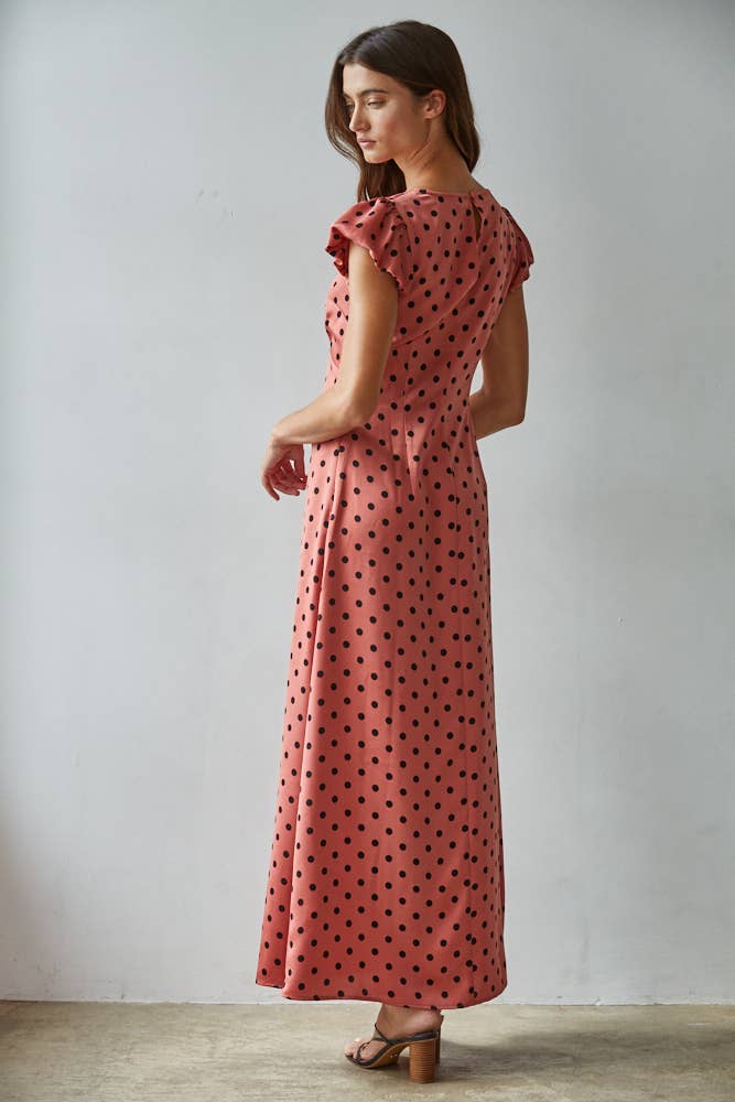 Polka Dot Puffed Capped Sleeve Dress