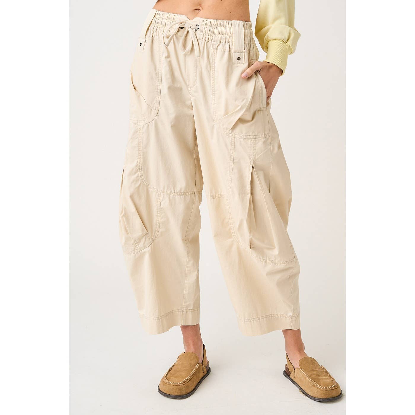 WASHED UTILITY PARACHUTE LOOSE FIT CARGO PANTS