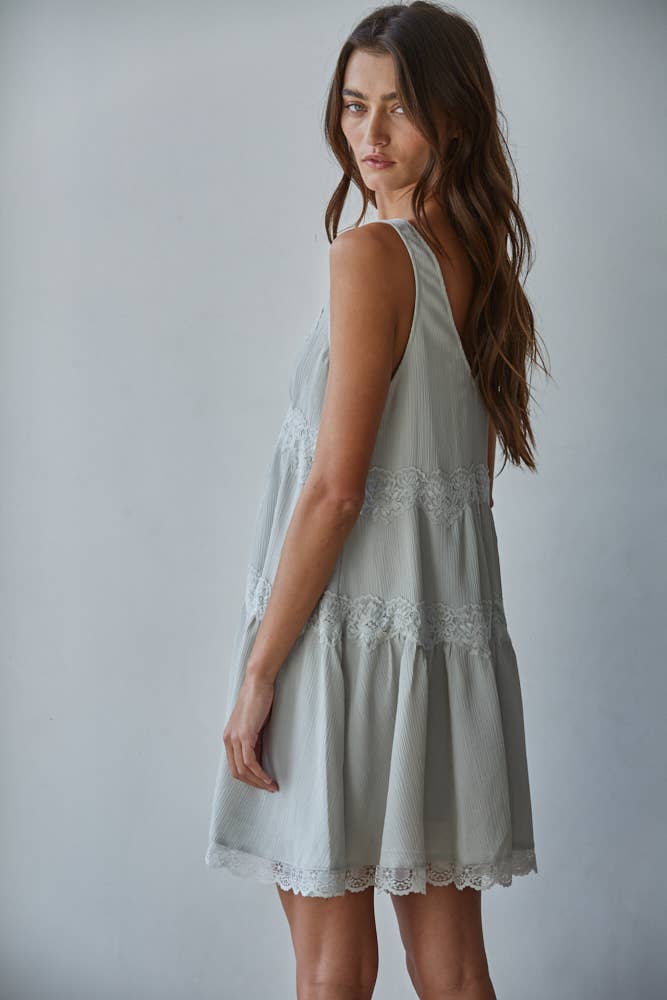 Plunged V-Neck Sleeveless Mini Dress