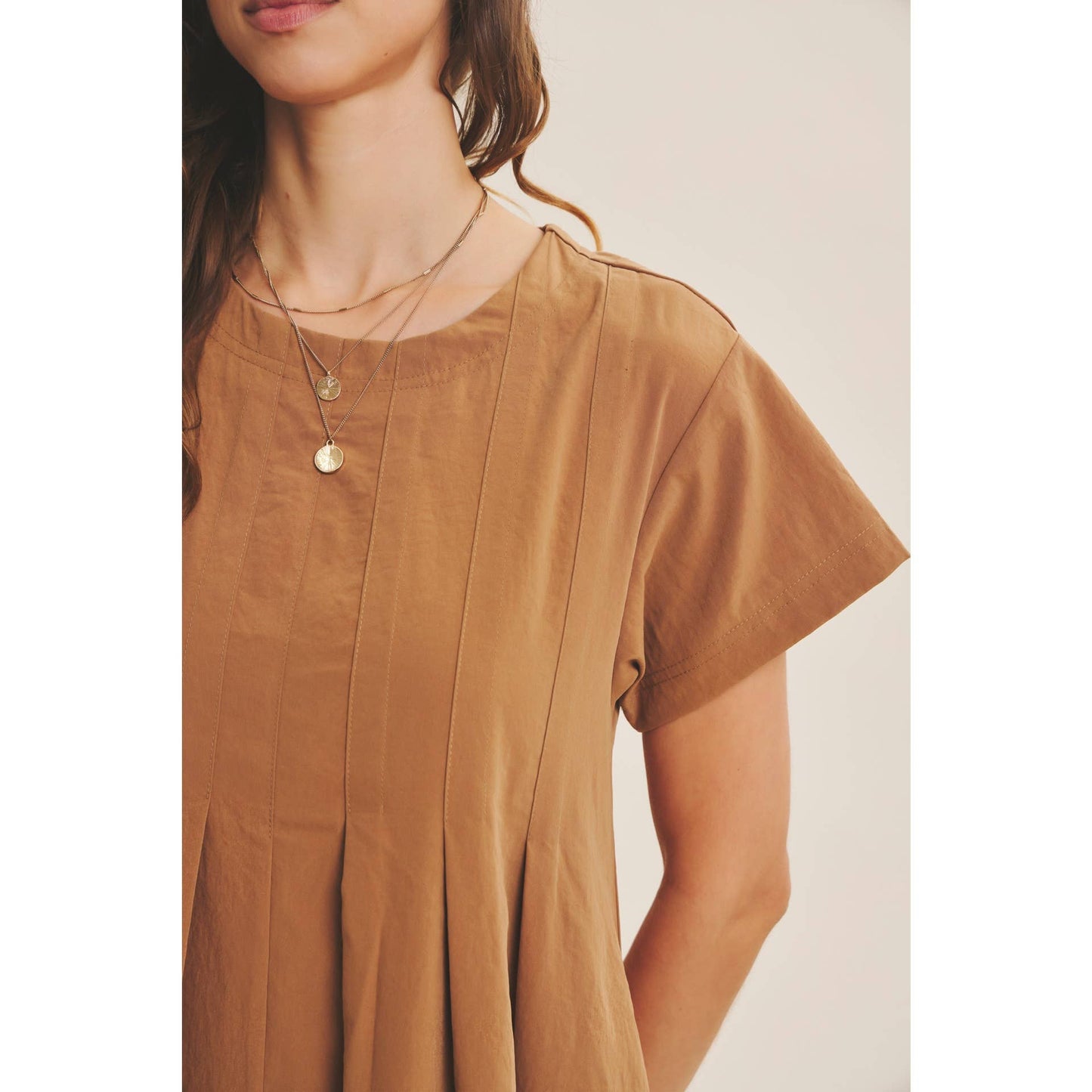 Easygoing Pleated Detail Mini Dress
