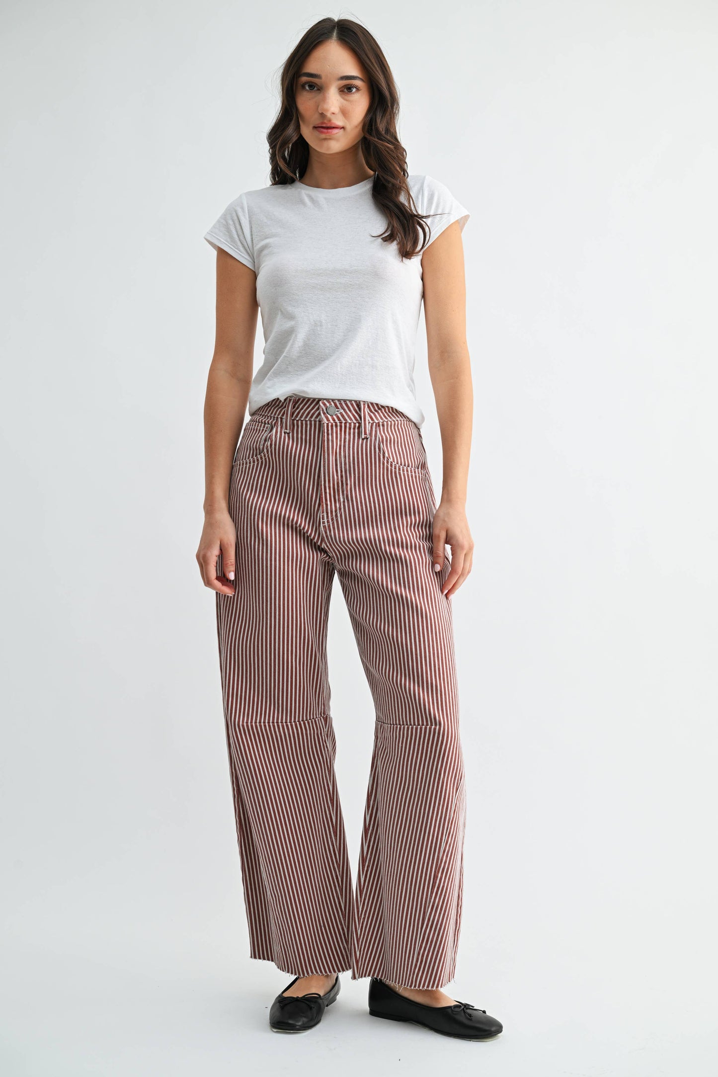 Spice Brown Stripe Barrel Jean