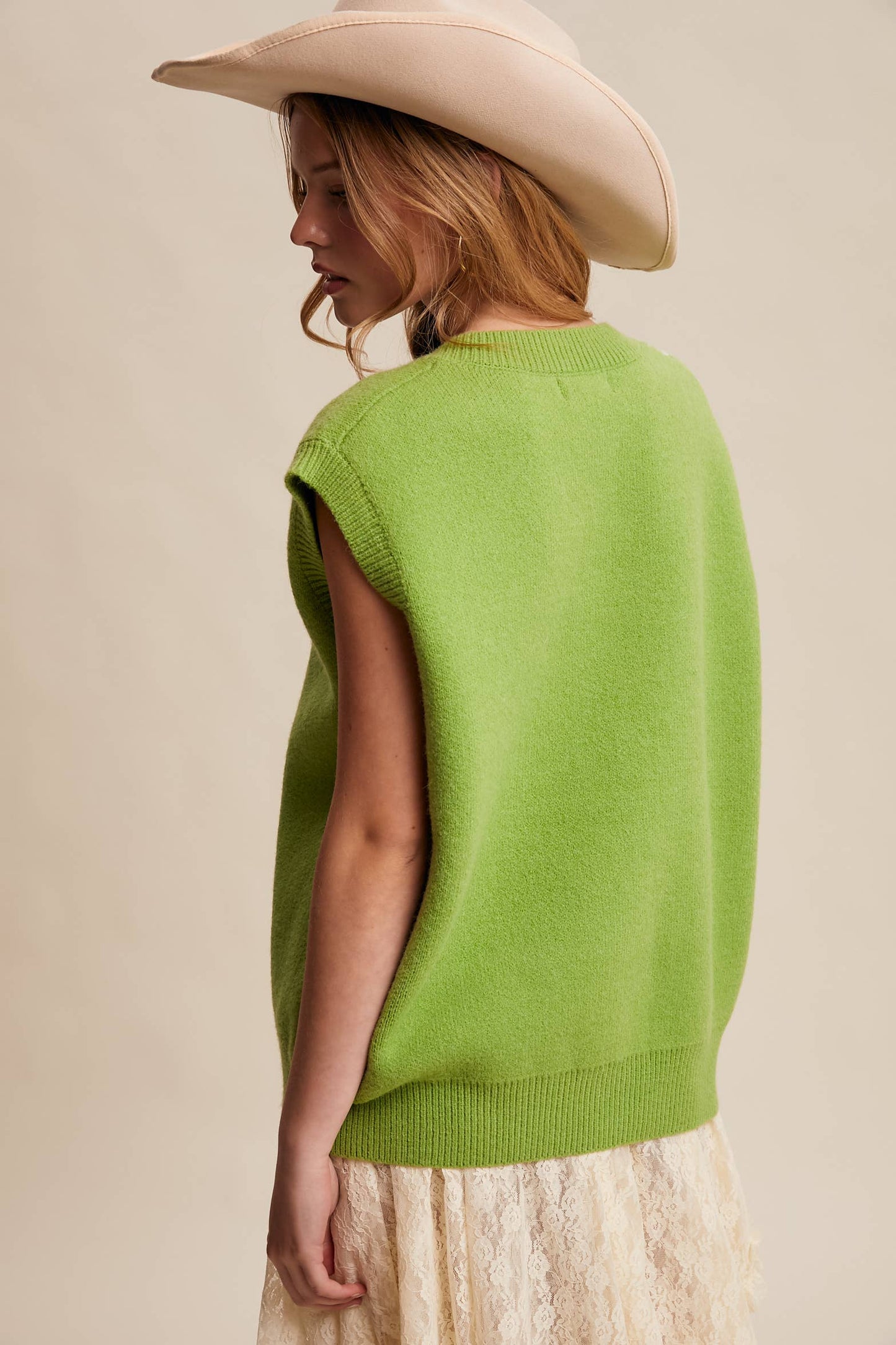 Intarsia Floral Knit Sweater Vest