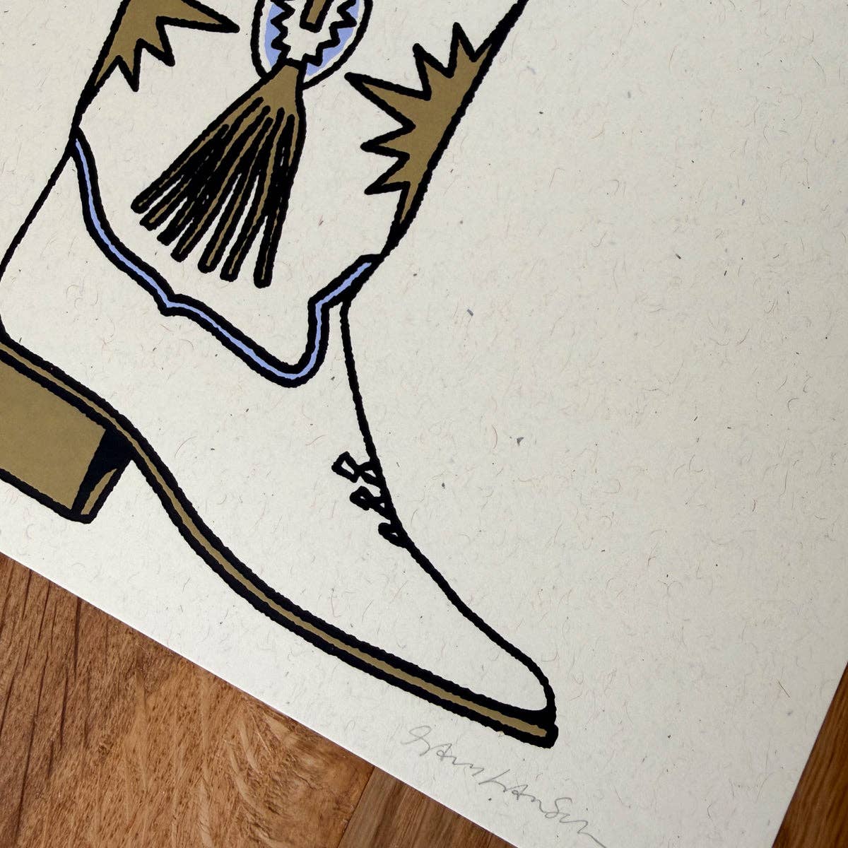 Bluebonnet Boot - Signed 8x10in Silkscreen Print on Recycled Paper