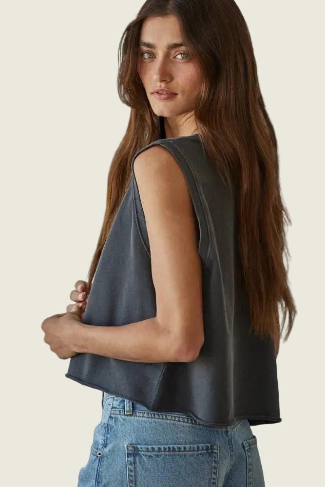 Knit Cotton Round Neck Tank Top