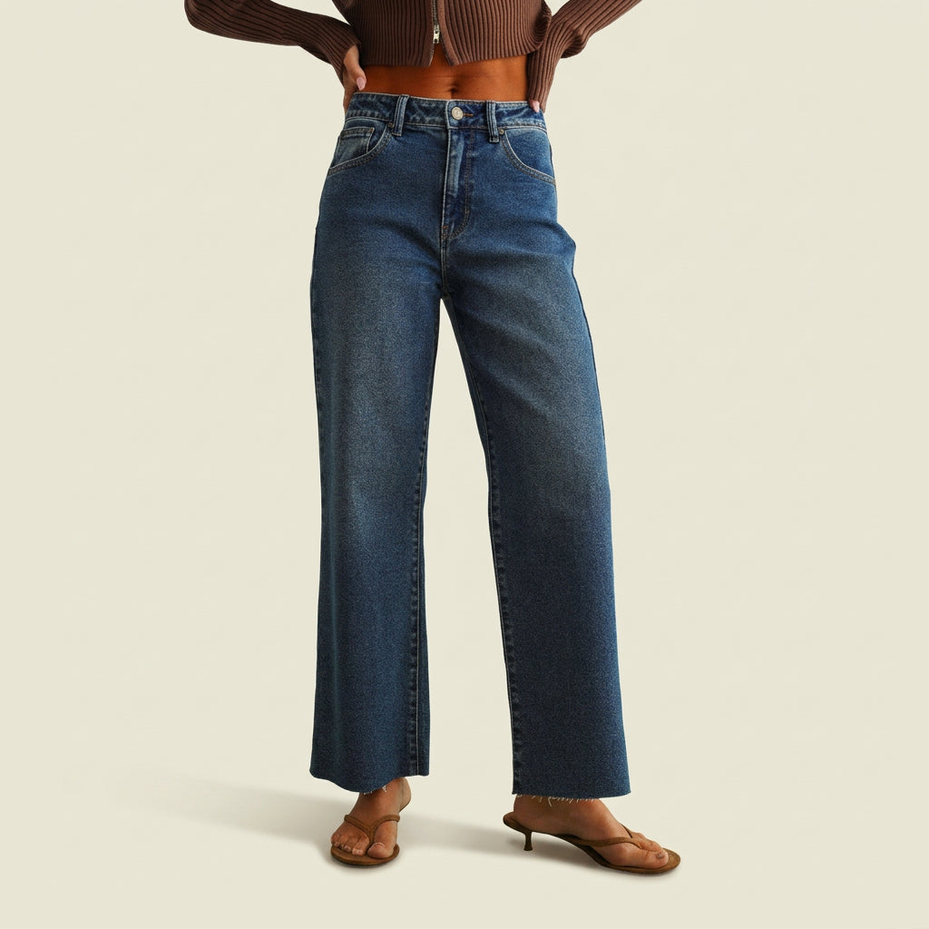 Scissor Cut Dark Denim Wide Leg Jean - JBD