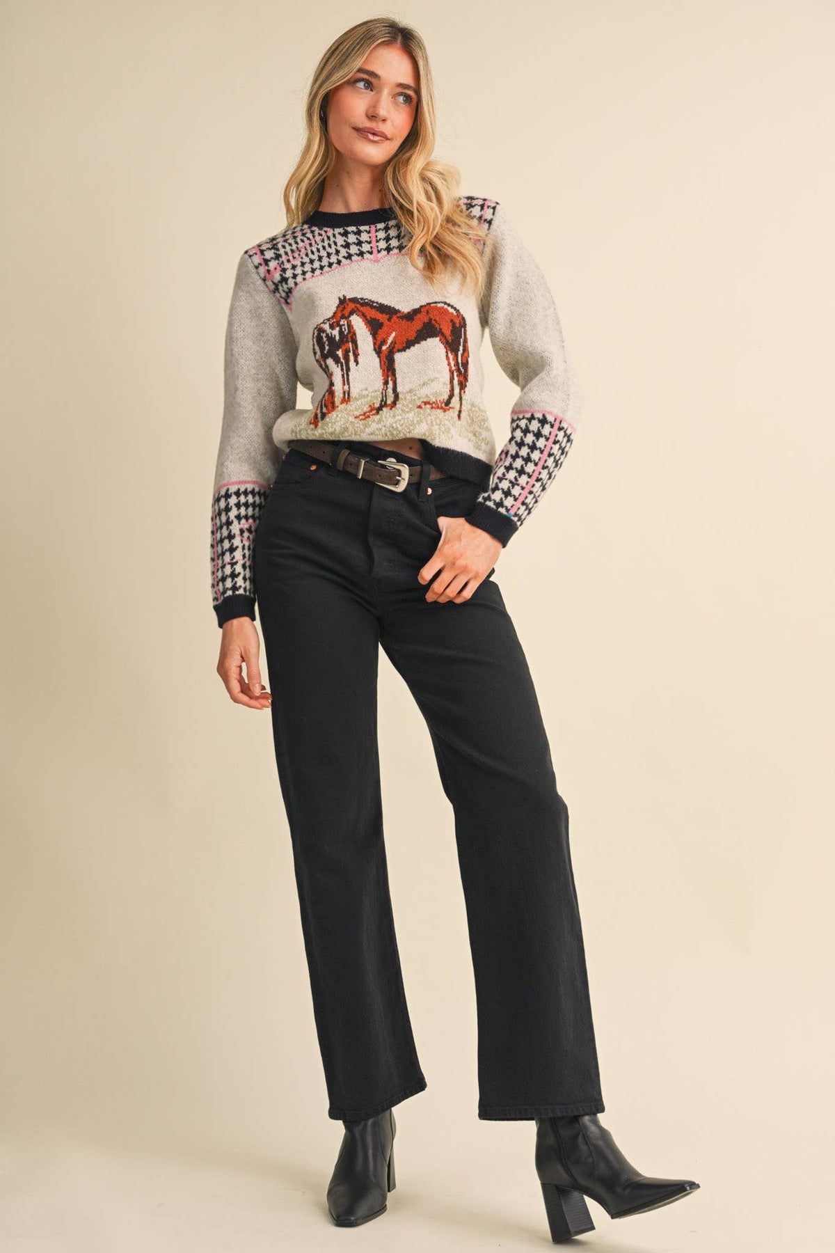 Crewneck Western Horse Sweater