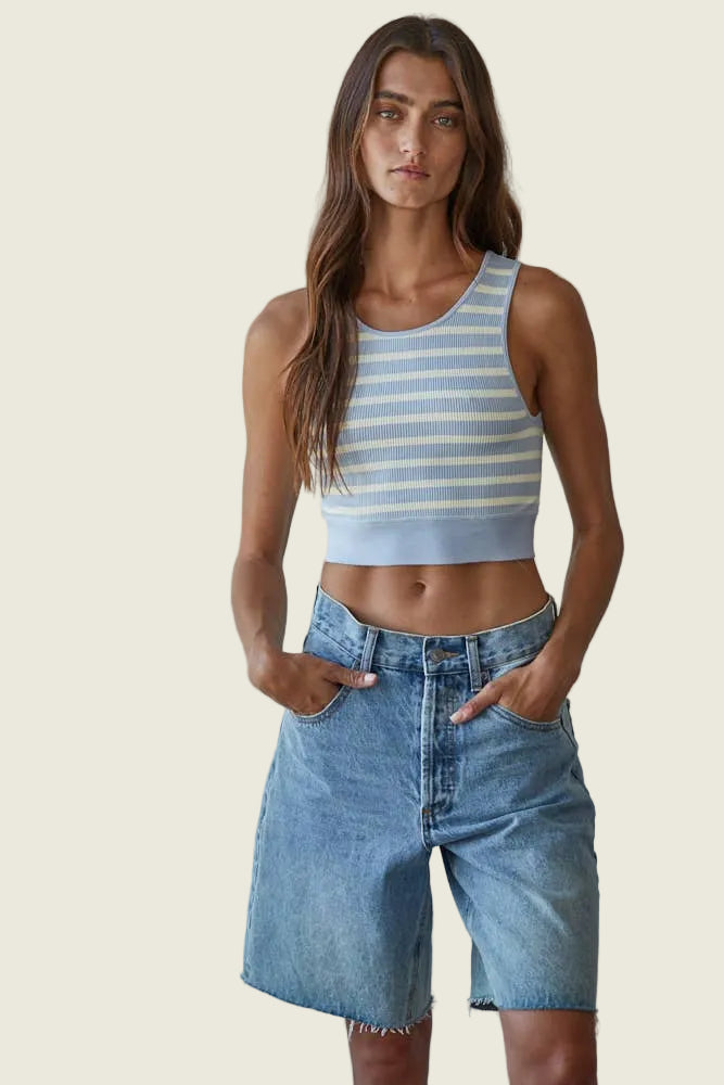 Knit Ribbed Striped Racerback Brami