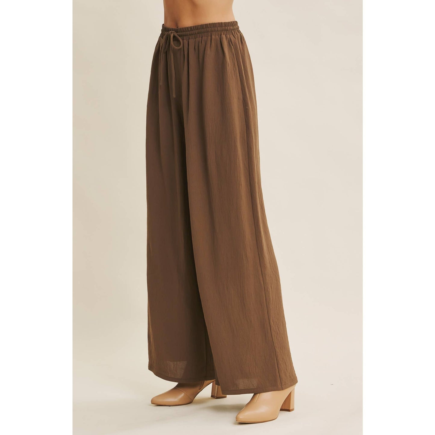High Waist Wide Leg Mocha Pants