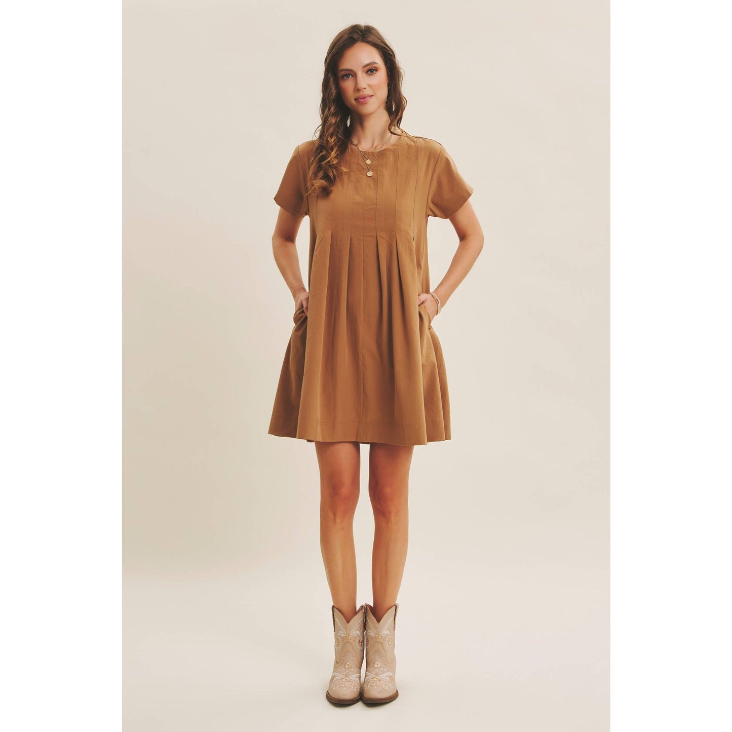 Easygoing Pleated Detail Mini Dress