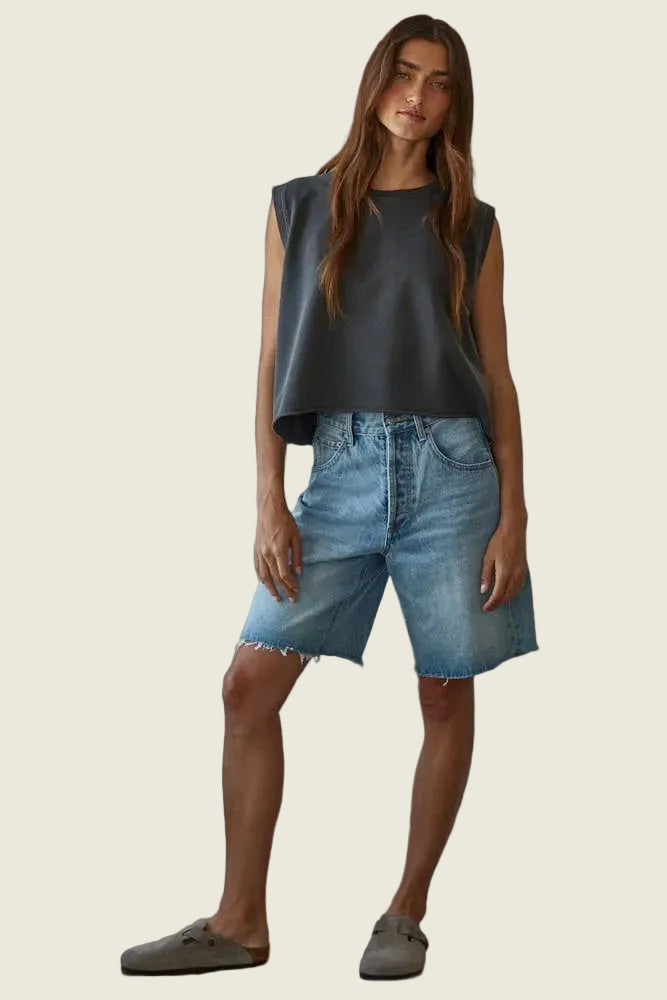 Knit Cotton Round Neck Tank Top