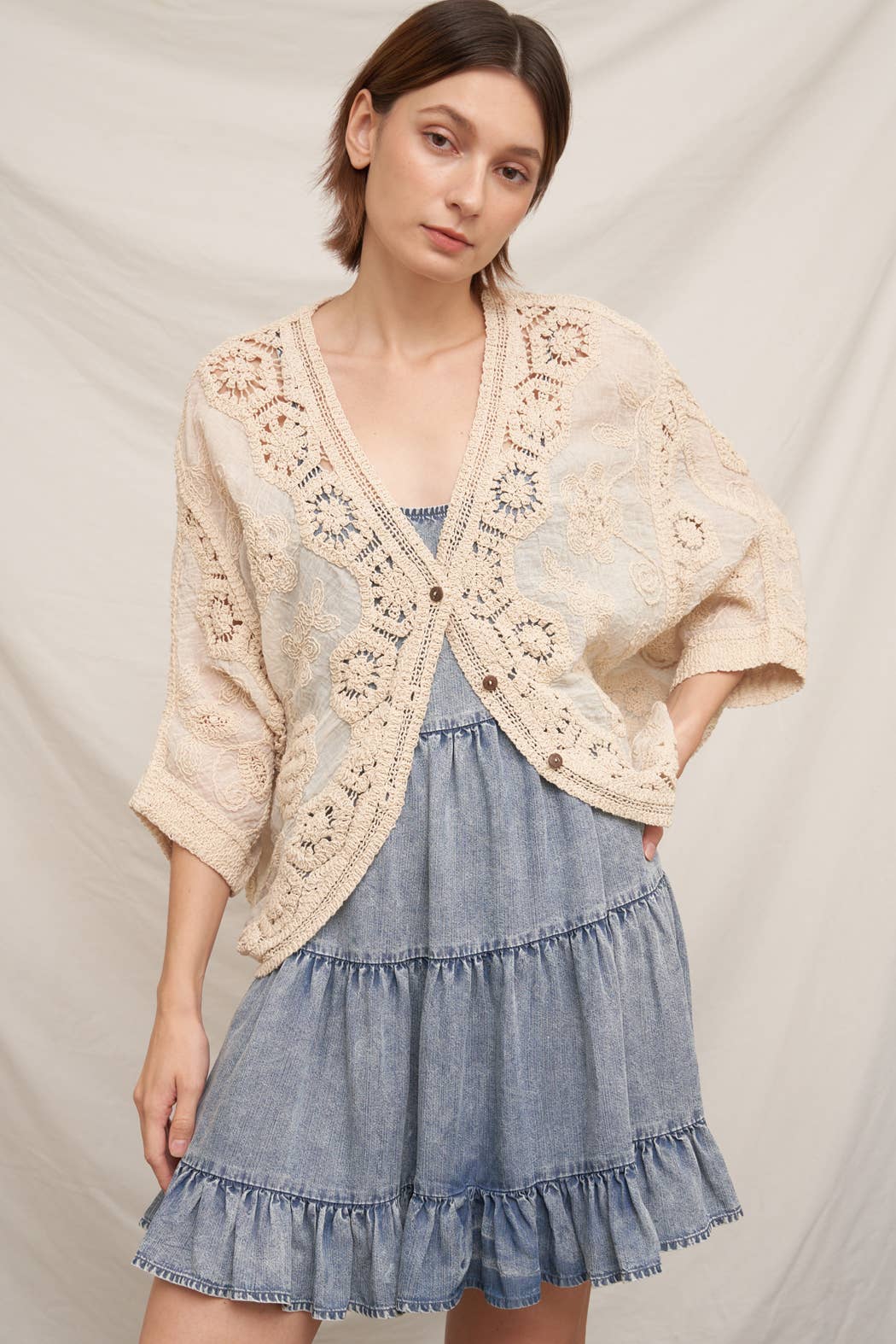 Batwing Crochet Detail Cardigan