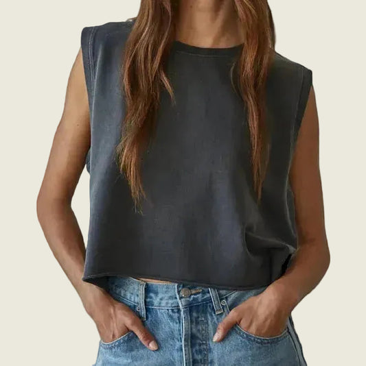 Knit Cotton Round Neck Tank Top