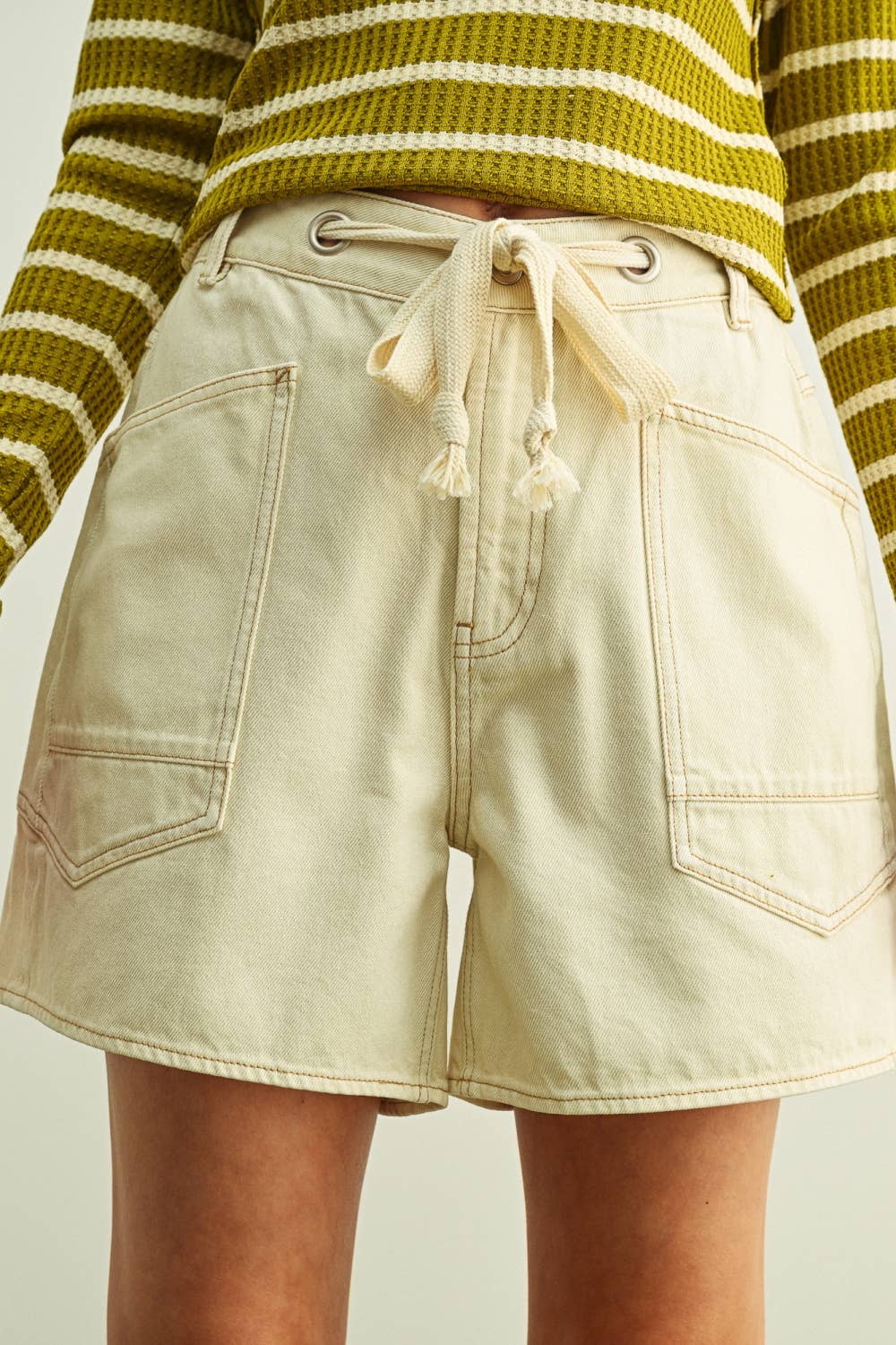 Front Pocket Belted Shorts