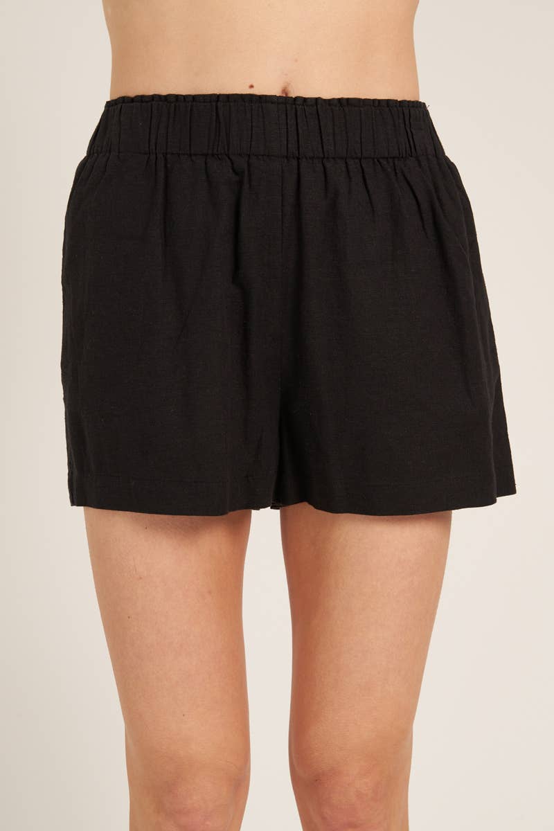 Elastic Waistband Linen Shorts