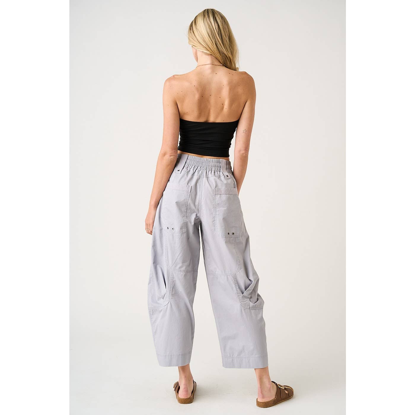 WASHED UTILITY PARACHUTE LOOSE FIT CARGO PANTS