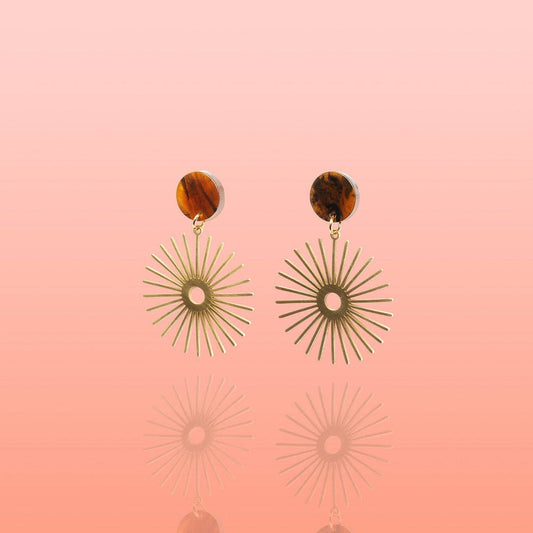Solana Neutral Sunburst Earrings Water Resistant