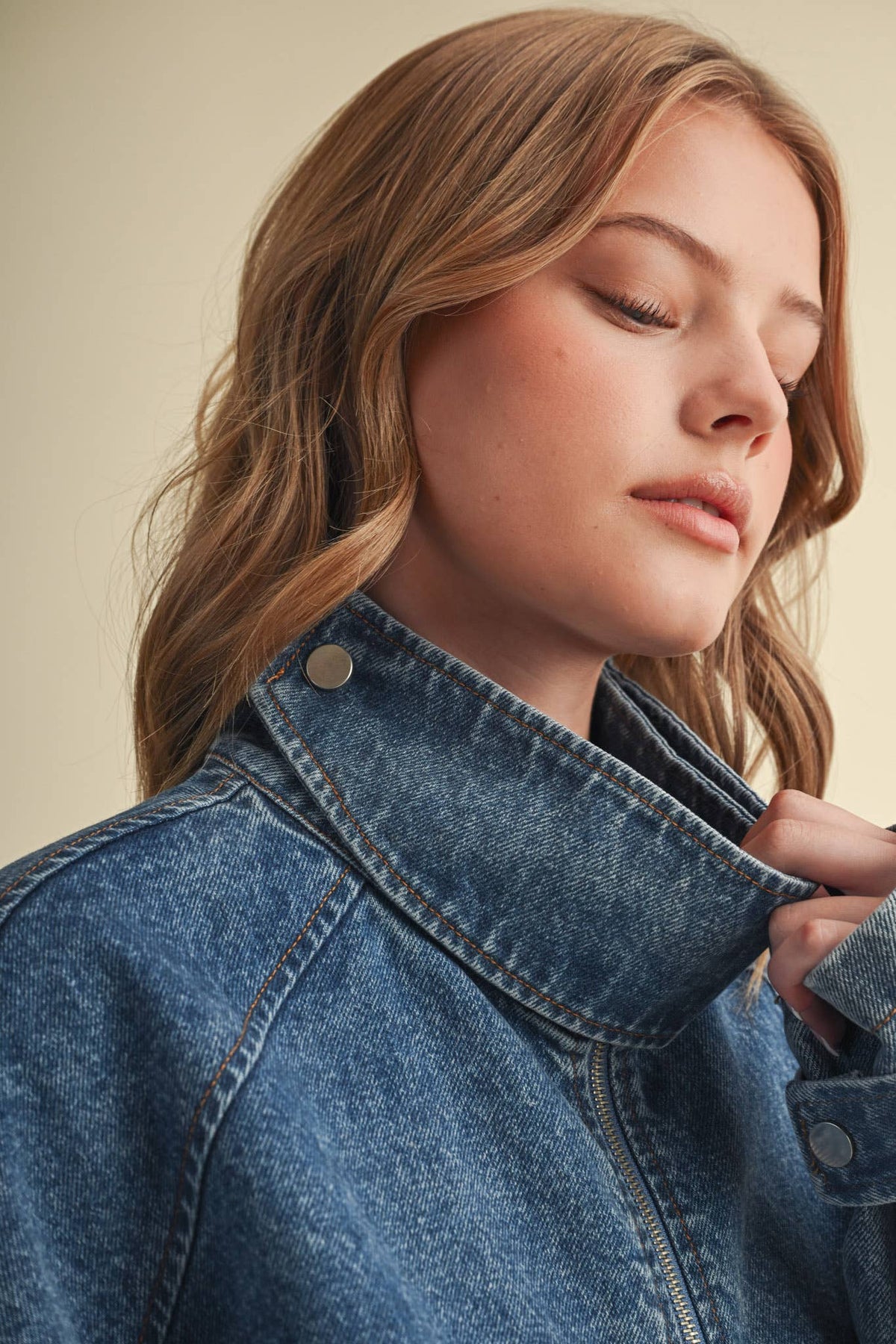 Drawstring Hem Denim Jacket