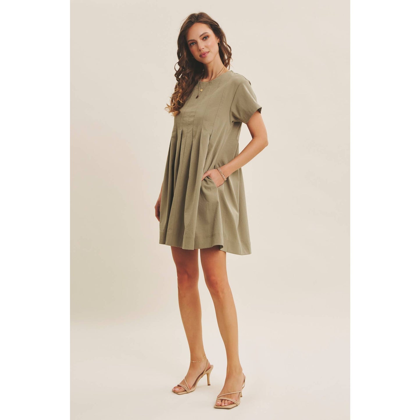 Easygoing Pleated Detail Mini Dress