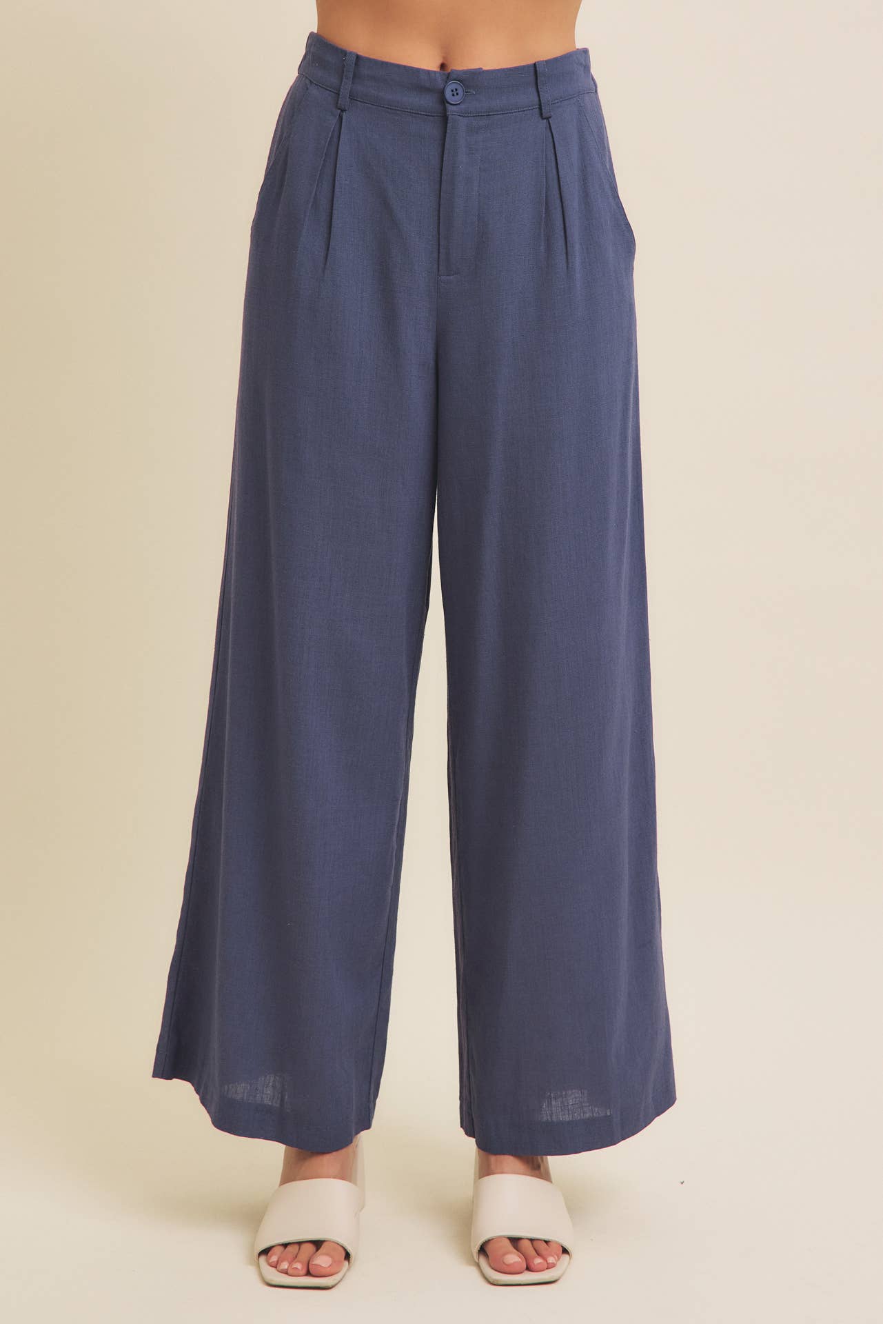 Minimalist Muse Drapey Wide Leg Linen Trousers