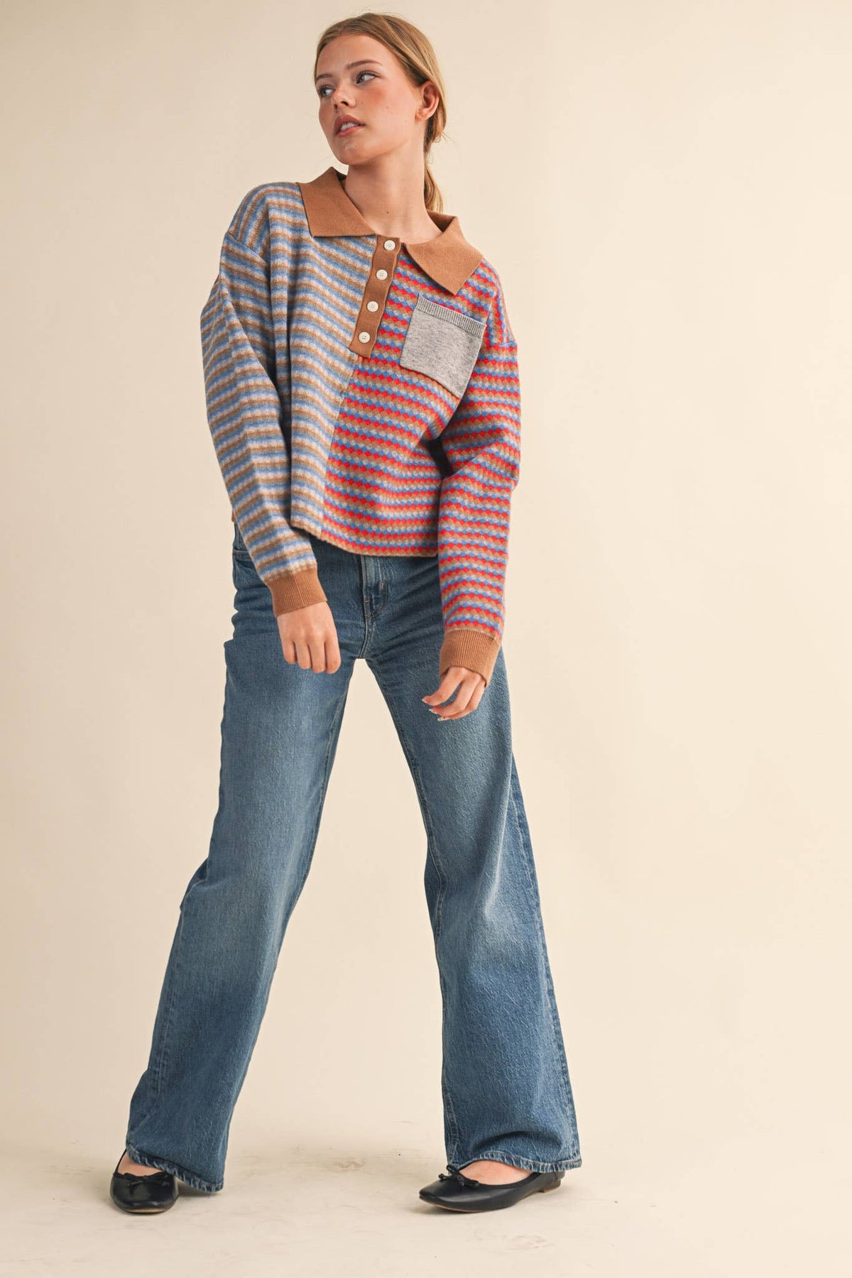 Multi-Colored Knit Sweater