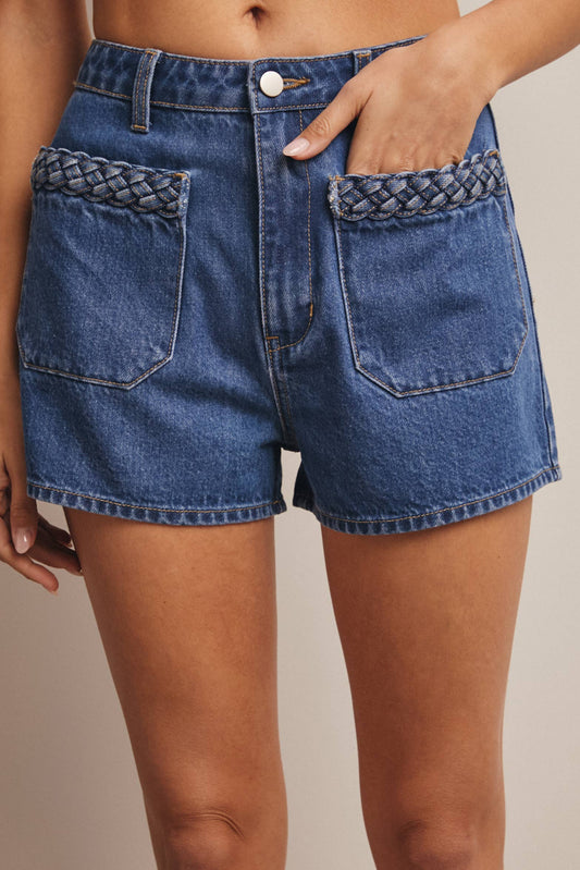 Braided Pocket Denim Shorts FP0015