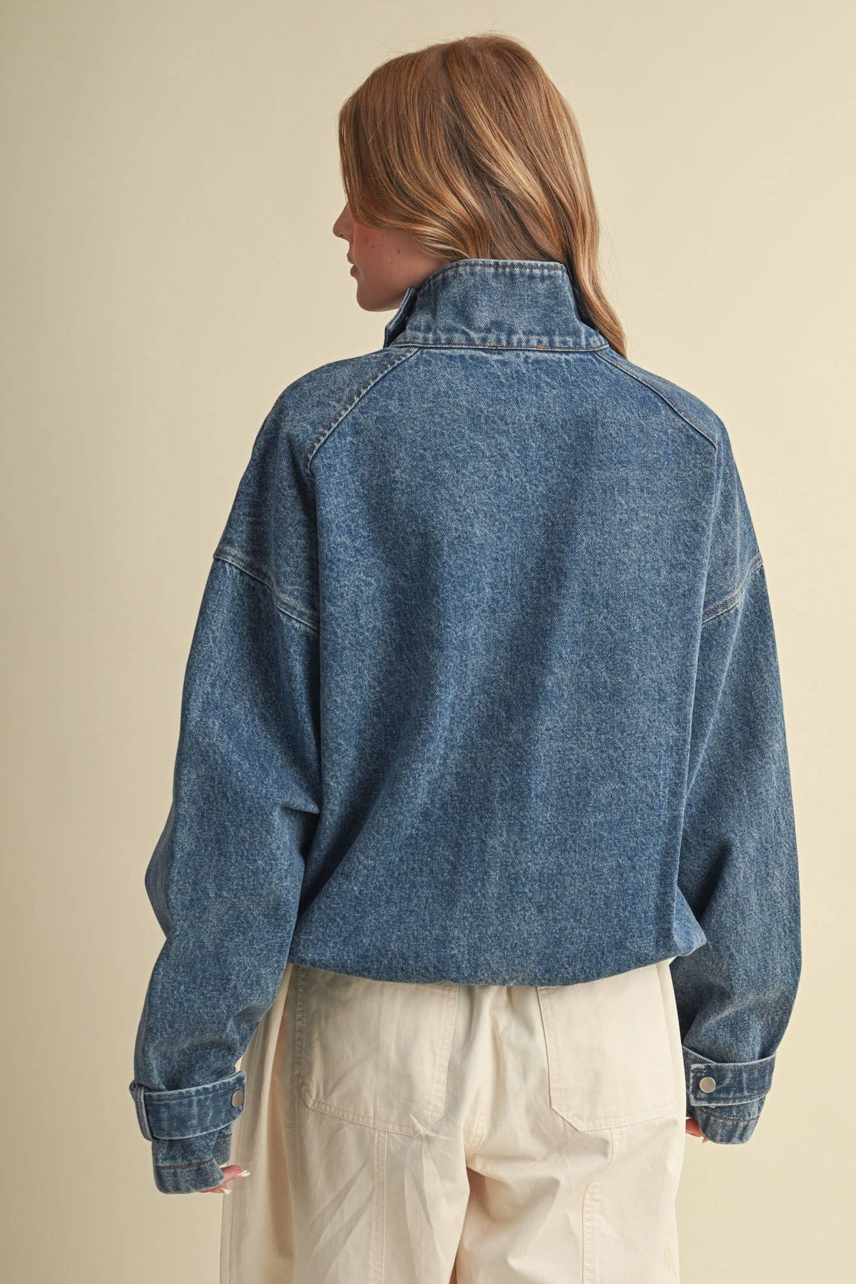 Drawstring Hem Denim Jacket