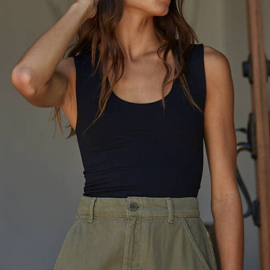 Double Layered Seamless Top - Black