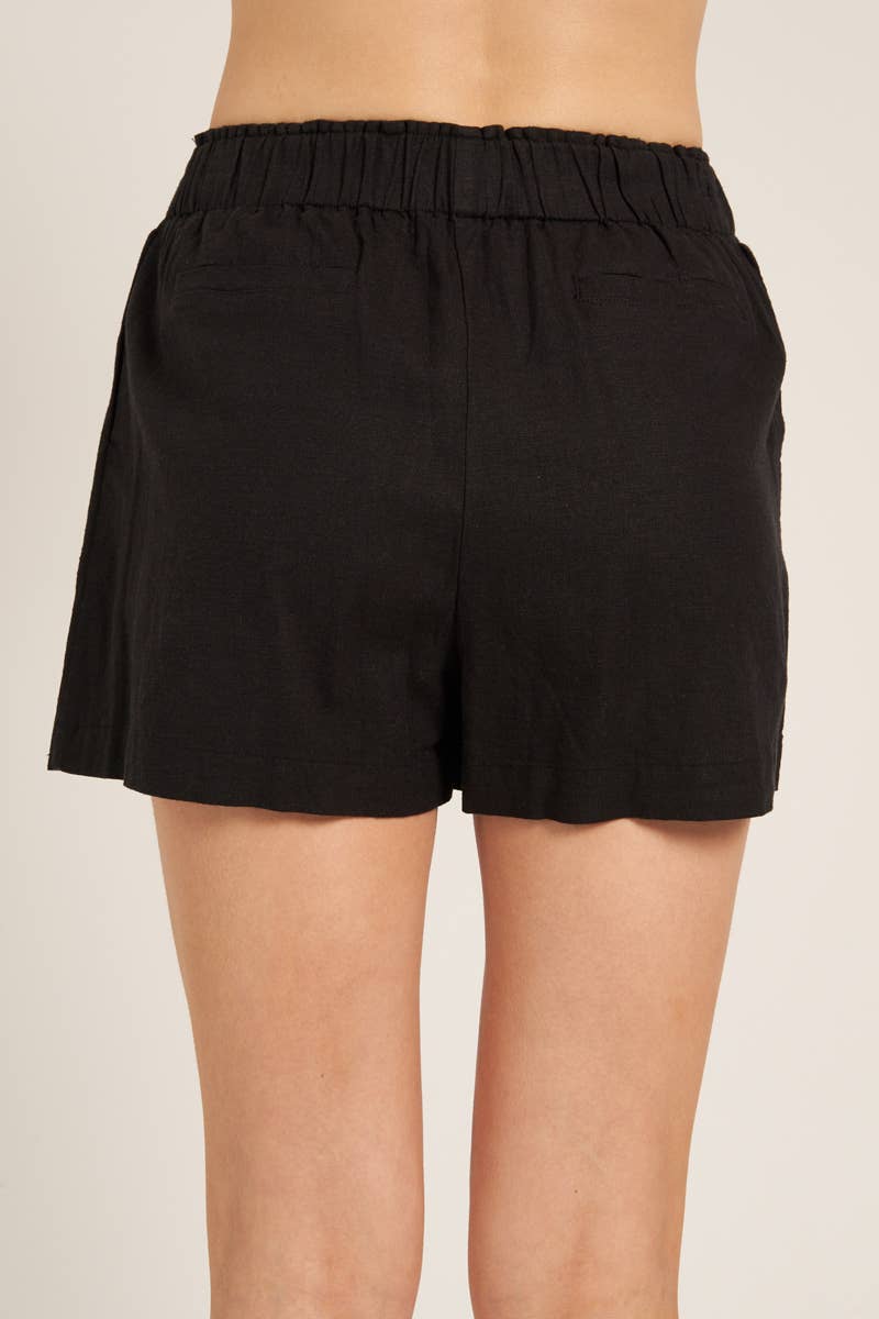 Elastic Waistband Linen Shorts