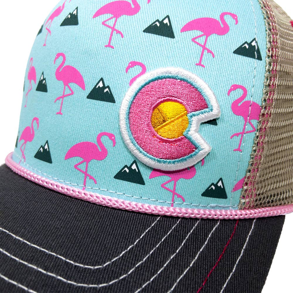 Colorado Flamingo Curve Bill Trucker Hat