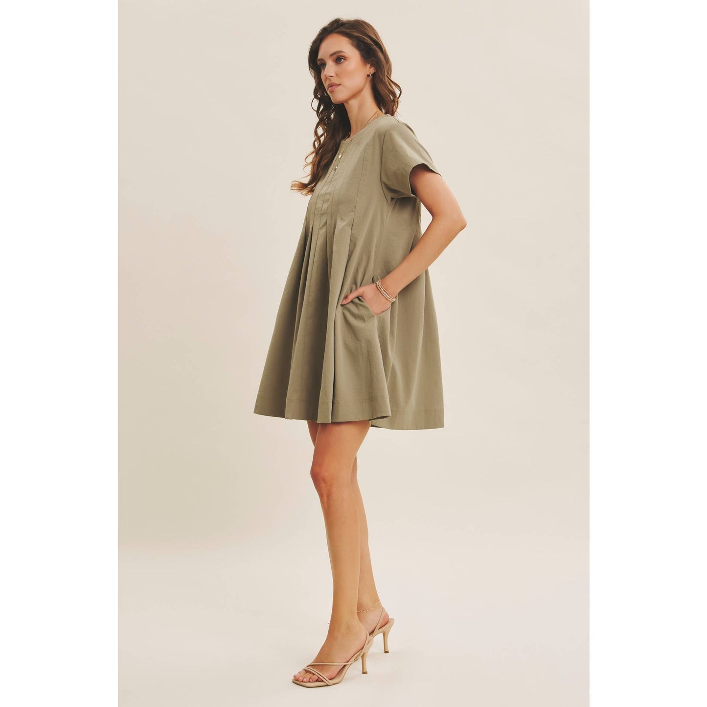 Easygoing Pleated Detail Mini Dress