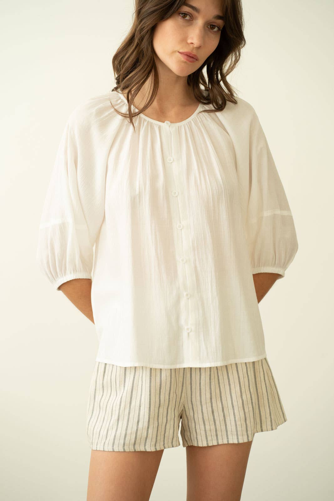 Soft Gathered Neck Blouse