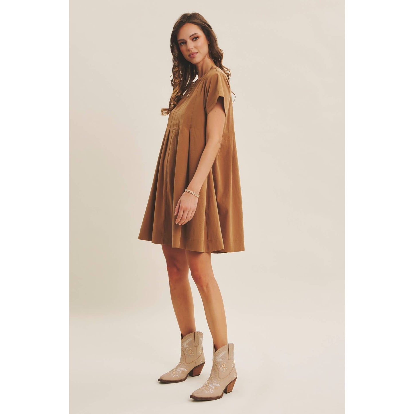 Easygoing Pleated Detail Mini Dress