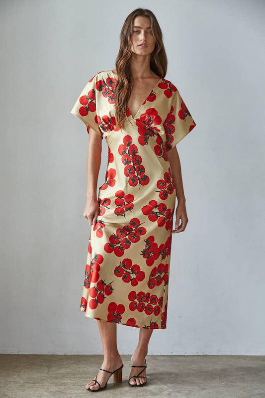 Tomato Print Midi Dress